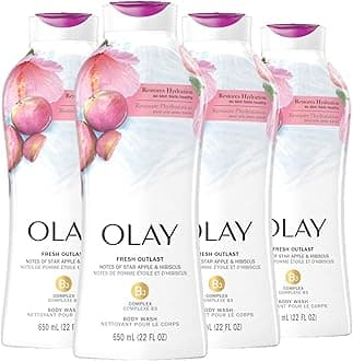 Fresh Outlast Body Wash, Star Apple & Hibiscus, 22 fl oz, Pack of 4