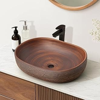 Bathroom Vessel Sink, 23-Inch Ceramic Oval Bowl Sinks for Bathrooms – Retro Style Washbasin, Elegant Ceramic Sink for Modern and Classic Bathrooms