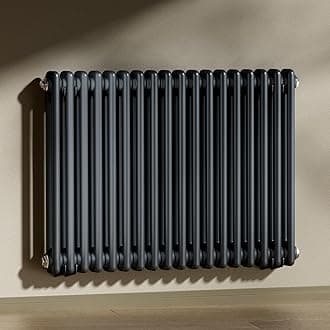 Heilmetz Anthracite Radiators Horizontal Double, 600x830mm Column Radiator Central Heating Radiator Traditional Cast Iron Style 2 Column Radiators