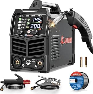 GZ GUOZHI 145A MIG Soldering Iron, 3 in 1 MIG FLUX Welder/Lift TIG/ARC Multi-Process MIG Welder, 110V Flux Core Welder Machine with Large LCD Display