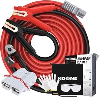 NOONE 2/0 Gauge 30FT Heavy Duty Jumper Cables for Car Battery, 1500A Quick Connect Automotive Booster Cables for SUVs & Trucks, Includes Carry Bag, Gloves, Brush & Goggles