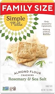 Almond Flour Crackers, Family Size, Rosemary & Sea Salt - Gluten Free, Vegan, Healthy Snacks, 7 Ounce (Pack of 1)
