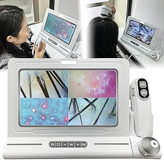 Skin & Scalp Analyzer, 11-Inch HD Portable Skin Diagnosis Hair Analyzer Machine with Dual Zoom (200x/50x), for Hair Salons & Beauty Clinics, Offers 4 Grid Comparison
