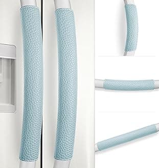 Refrigerator Door Handle Covers, 5 PCS, Adjustable Appliance Handle Covers, Keep Your Kitchen Clean, Microwave Oven Stove Dishwasher Handle Protector, Non Slip Fridge Handle Cover (Ice Blue)