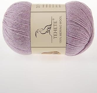 100% Merino Wool Yarn for Knitting 3-Ply Luxury Warm Soft Lightweight Crochet Yarn(Light Purple,3Balsl)
