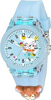 SWADESI STUFFCute Cartoon Multi Color Lights Rubber Strap Analog Watch for Girls