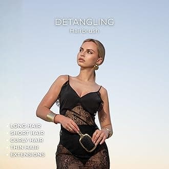 THE Brush Luxury Detangling Hairbrush, in Gold Chrome and Silver, Gentle on Scalp and Prevents Breakage. Elegant anti static Detangler Brosse A Cheveux for all hair types. (Black Gold)