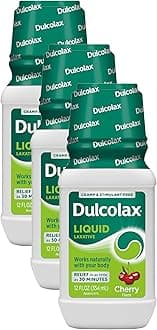 Dulcolax Saline Laxative Liquid, Fast & Gentle Constipation Relief, Natural Laxatives, Softens Stool, Cherry Flavor, Magnesium Hydroxide 1200 mg, 12 fl. oz. (Pack of 3)