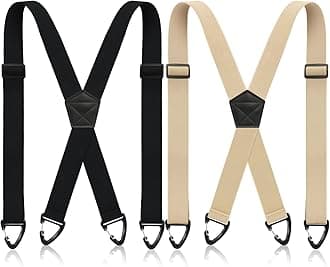 2 Pcs Men Hidden Suspenders Under Clothing 1.5 Inch Wide x Back Plastic Clips for Shirt Jeans
