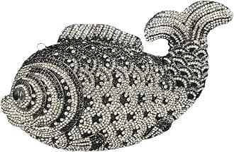 Boutique De FGG Fish Rhinestone Clutch Purses for Women Formal Evening Bags Prom Purse Wedding Party Crystal Clutch Bag,Mini