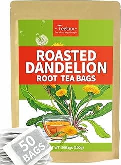 Roasted Dandelion Root Tea Bags 50 Count, Premium Natural Dandelion Root Herbal Tea, Caffeine Free, A Popular Coffee Alternative