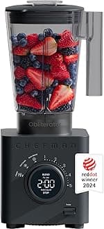 Obliterator 48 oz Countertop Blender for Smoothies, 1380W Motor to Crush Ice, Nuts, and Frozen Fruit with Stainless Steel Blade, Auto Blend Function, Includes Tamper and Scraper - Midnight