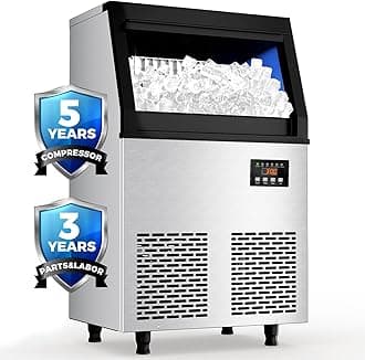 Coolski Commercial Ice Maker Machine, 150 lbs/24H, Under Counter Ice Machine, Stainless Steel Freestanding Ice Makers for Home Bar Restaurant Outdoor, Self-Cleaning, 45Pcs Ice Cubes 6Mins