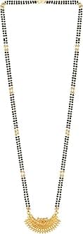 MEENAZ Mangalsutra For Women Girls Ladies Wife Temple South Indian Traditional 1 One Gram Gold Stylish Maharashtrian Long Chain Wati Mangal sutra Pendant Tanmaniya Black golden Nallapusalu Chains