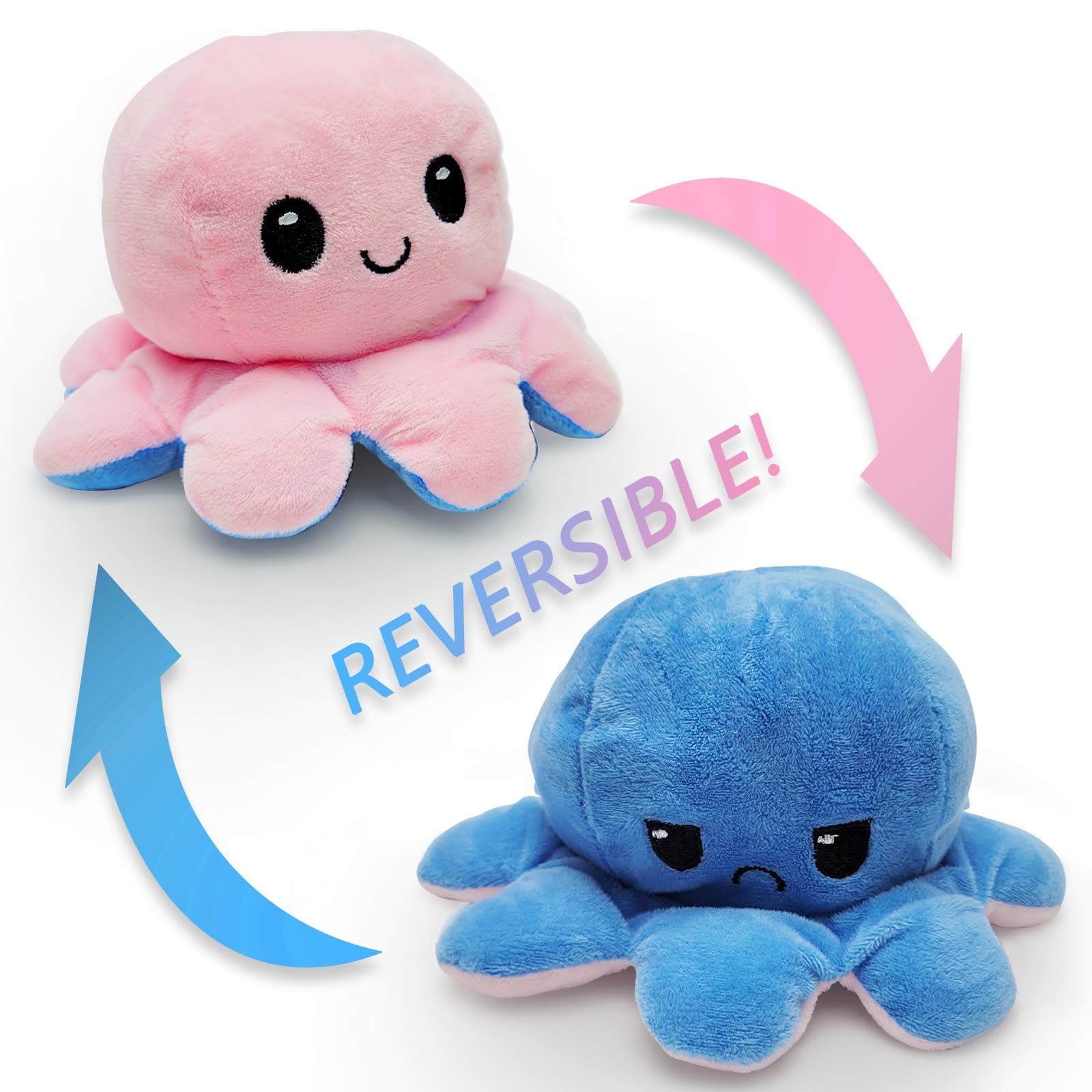 Jeffbaubl Octopus Soft Toy Double-Sided Flip Soft Reversible Octopus Plus Stuffed Animals Doll, Cute Soft Reversible Octopus Stuffed Animals Doll as A Gift for Kids (Pink and Royal Blue)