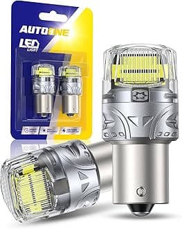 Upgraded 1156 LED Bulb White, 500% Super Bright, 7506 BA15S P21W LED Replacement with Projector for Backup Reverse Tail Brake DRL Signal Parking Lights, Pack of 2