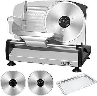 Meat Slicer with Quiet DC Motor, 200W Electric Deli Slicer, Dual 7.5'' Stainless Steel Blades, 0-15mm Adjustable Thickness, Easy to Clean, Ideal for Meat, Cheese, Bread, and Vegetables