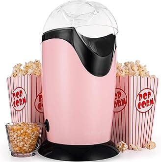 Andrew James Popcorn Maker Machine – Hot Air Popcorn Machine for Healthy Snacking – Classic Air Popcorn with Cinema Boxes – Ideal Popcorn Maker Movie Night Accessory
