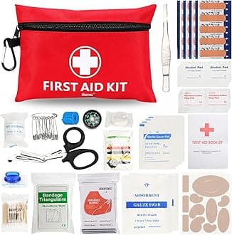Mini First Aid Kit, 122 Piece Small First Aid Kit Designed for Family Emergency Care for Home, Camping, Hiking, Backpacking, Travel, Vehicle, Outdoors & Schools