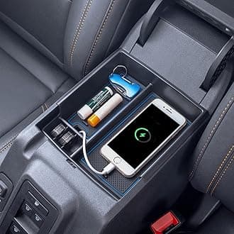 TOPINSTALL Center Console Tray Compatible with 2021 2022 Accessories, Armrest Storage Box Organizer ABS Plastic Black Insert (2/4 Door)-Blue