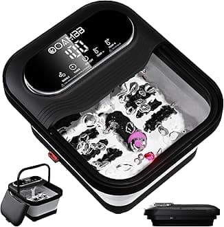 OOAMBB Collapsible Foot Spa with Heat, Bubble and Temp Control, Foot Bath Massager with XL Touch Screen and Massage Rollers, Foot Soaking Tub, Pedicure Foot spa for Stress Relief (Black)