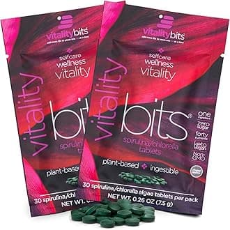 VITALITYbits - Organic Blended Spirulina & Chlorella Tablets - Algae Superfood - Energy, Self Care, Beauty - Replace Greens, Supplements, Protein, Snacks - Vegan, Keto, Gluten Free - 60 Tablets