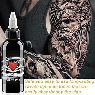 BAODELI Black Tattoo Ink for Human Skin - and Vegan-Friendly Tattoo Ink for Professional Body Arts, Bottle (60ML)