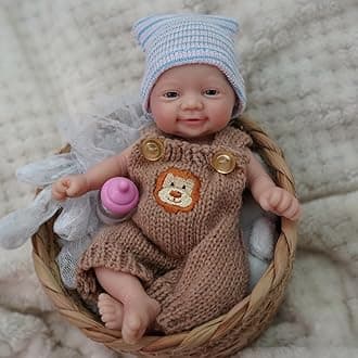 MYREBABY 7" Miniature Reborn Baby Dolls Silicone Full Body Baby Soft Skin Mini Realistic Newborn Baby Dolls Real Life Tiny Baby Doll with Feeding Accessories（Boy）