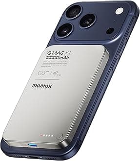 MOMAX Q.MAG X1 Portable Charger Wireless 10000mAh, 0.5" Slim Power Bank Fast Charging Magnetic Battery Pack for iPhone Air/17 Pro Max/17 Pro/16/15/14/13/12 (1*USBC Port PD20W, No Lighting)