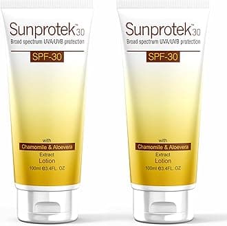 Sunprotek Sunscreen Lotion SPF 30 PA+++ | Hydrating, Lightweight & Non-Greasy | No White Cast | Broad Spectrum UVA UVB | Clinically Tested | 100 ml | Pack of 2