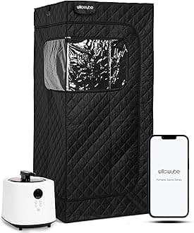 WILLOWYBE Portable Steam Sauna with Bluetooth Control, 4L KingPower Steamer, Body Tent, Foldable Chair, Personal Home Spa