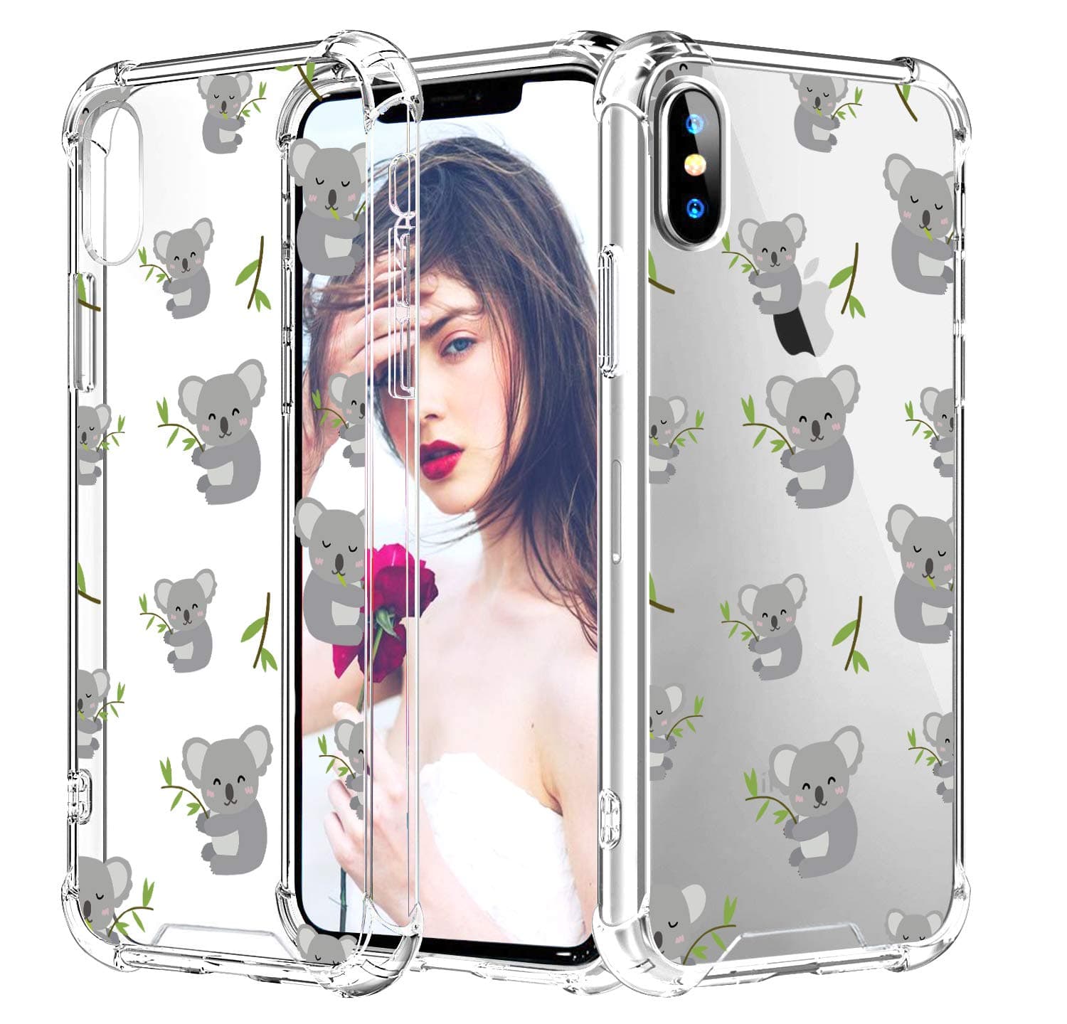 Cute Koala Phone Case for iPhone 7/8 / SE 2020 Clear Shockproof [Corner Reinforced + Bumper Protective] Cell Phone Case Cover for iPhone 8 Slim Soft TPU Cases for iPhone SE 2020