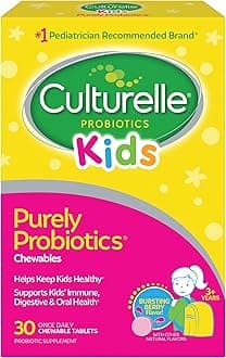 Culturelle Kids Chewable Daily Probiotic for Kids – Natural Berry – Supports Immune, Digestive, and Oral Health – for Age 3+ – Gluten,Dairy,Soy-Free – Packaging May Vary – 30 Count