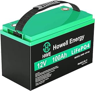 HWE 12V 100Ah Lithium Battery, LiFePO4 Battery Built-in 100A BMS with 8000 Deep Cycle, for UPS Backup, Camper, Solar Energy, Off Grid, Home Security Alarm System, Gate Opener, Fish Finder, Boat, RV