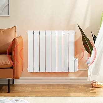 1200W Electric Oil Filled Radiators Wall Mounted Electric Heater 8 Fins Energy Efficient Electric Radiators with 7 Days/24H Timer and Thermostat,LED Display & Safe Lock for Home Use