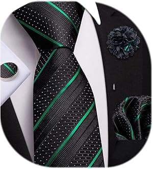 Dubulle Mens Tie and Lapel Pin Paisley Striped Floral Necktie for Men Pocket Square Cufflinks Wedding Party