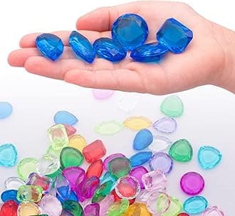 180 PCS 1.1lb(0.5kg) Colorful Acrylic Gems Decoration for Vase Fillers, Fish Tank, Table Scatter, Party, Wedding with Multi-Shape Flat Gemstones for Christmas, Planting, Floral Decoration