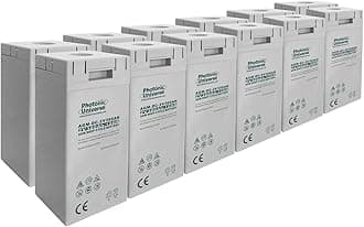 24V 7.2kWh 300Ah AGM deep cycle battery bank (12 x 2V batteries) for large solar, wind, off-grid power systems or household/emergency energy storage