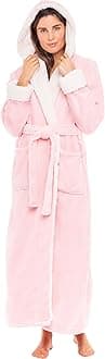 Alexander Del Rossa Sherpa Robes for Women Long, Womens Robes Long Hooded Bathrobes for Women, Plus Size Robe
