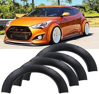 Universal Fender Flares 4PCS Car Large Fender Wide Body Kit Flexible Wheel Arches Edge Protector PP Material,Dodge Challenger Mustang Car,JDM MODERN(84cm-Wide body)