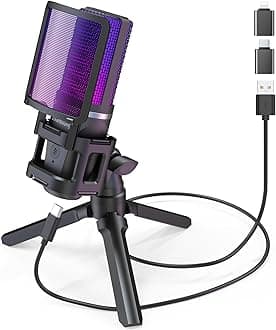 zealsound Gaming USB Microphone for PC,RGB Condenser Computer Mic