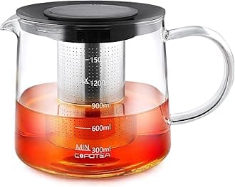 Glass Teapot with Infuser - 1500ml/50 OZ Tea Kettle Stovetop Safe Tea Pot for Blooming Tea Loose Leaf Tea, Premium Tea Maker with Gift Box