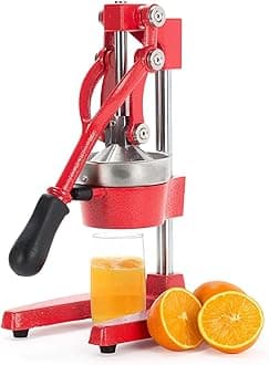 CO-Z Commercial Grade Citrus Juicer Professional Hand Press Manual Fruit Juicer Orange Juice Squeezer for Lemon Lime Pomegranate (Red Cast Iron/Stainless Steel)