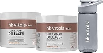 HealthKart Hk Vitals Skin Radiance Collagen Powder,Marine Collagen (Orange&Mango,100 G Each),Collagen Supplements For Women&Men With Biotin,Vitamin C&E,Sipper Bottle (Teal,300 Ml)