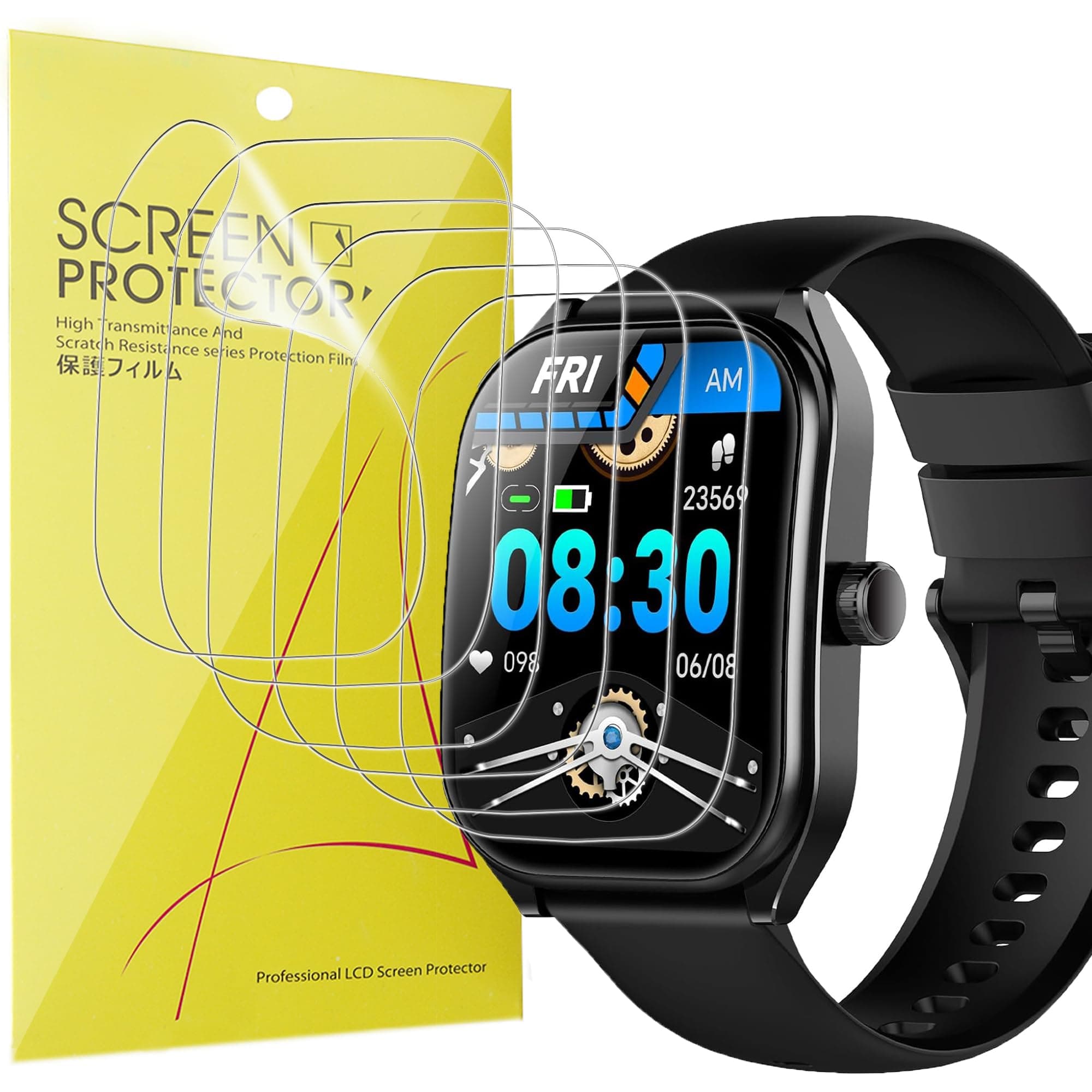 Lamshaw Curve Smart Watch Screen Protector, [6 Pack] Full Coverage TPU Clear Film Compatible for Aolon Curve 2.01" Inches Smart Watch (6 Pack)