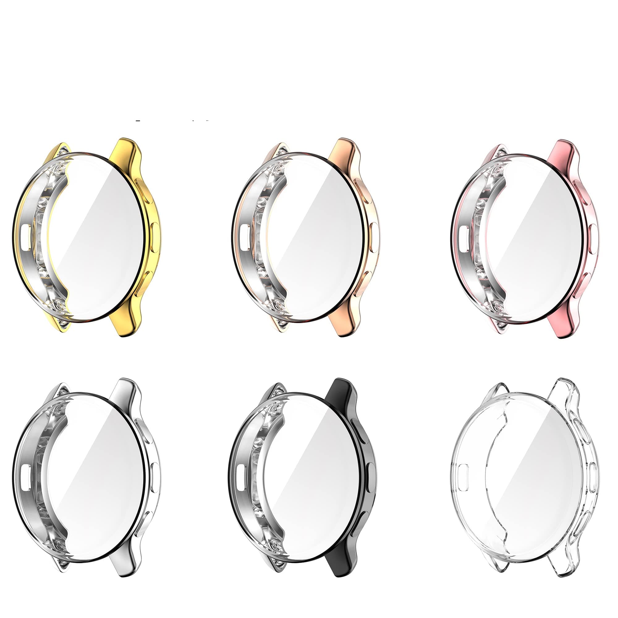 FitTurn Compatible with Garmin Venu 2 Plus Watch Screen Protector Case TPU Slim Case Cover [Plating Metal Color Frame] [3D Full Coverage] Shell Protective