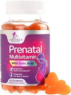 Folic Acid Prenatal Gummy for Women - Prenatal Vitamin Gummies With Folate - Pregnancy Support Supplement with Vitamins C, D3, B6, B12 & Omega 3 Prenatal Multivitamin, Non-GMO - 60 Gummies
