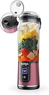 NINJABlast Portable Blender, Cordless, 18oz. Vessel, Personal Blender For-Shakes and Smoothies, BPA Free, Leakproof-Lid and Sip Spout, USB-C Rechargeable, Dishwasher Safe, Metallic Cherry, BC151RD