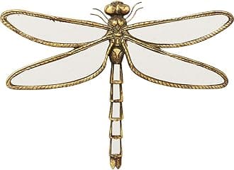 Design Wall Decoration Dragonfly Mirror, Gold, Wall Art, Handmade, Wall Accessoires for Living Room, Childrens Room, Floor, Dining Room, 27x35x4 cm (H/W/D)