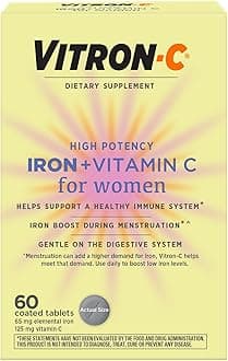 Iron Supplement & Immune Support, Once Daily, High Potency Iron with Vitamin C, Support Red Blood Cell Production, Dye Free Tablets, 60 Count